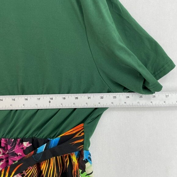 Shein Dress Sz 4XL Maxi Green Black Skirt Colorful Tropical Palm Print Stretch - Picture 4 of 11